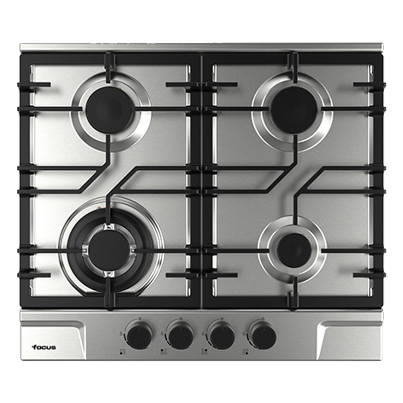 PLAQUE 4 FEUX 60 CM TRIPLE CORONNE SECURITEE TERMOCOUPLE INOX FOCUS
