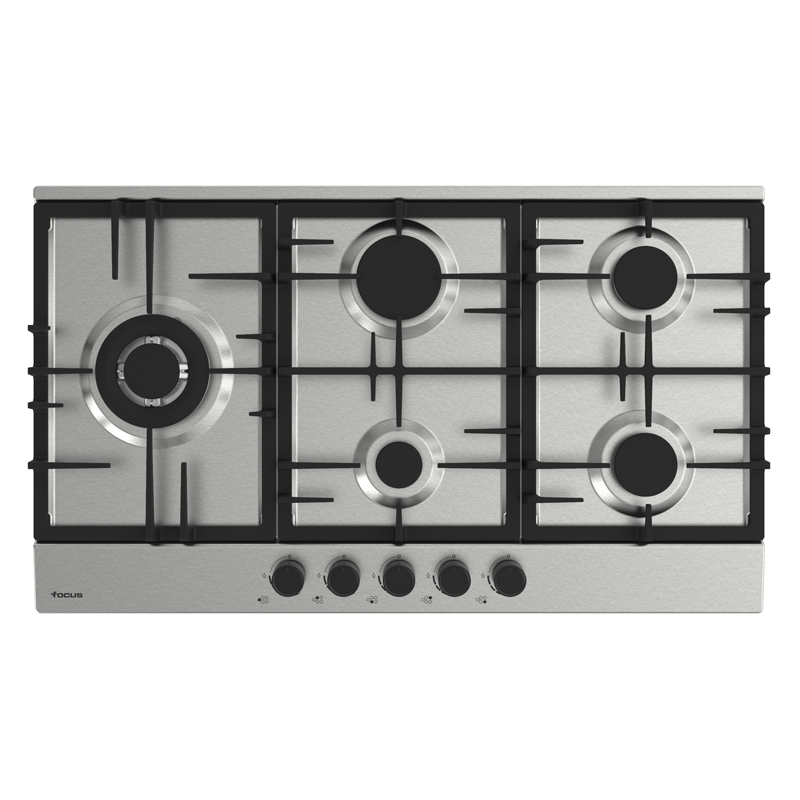 PLAQUE 5 FEUX GAZ 86CM GR FONTE INOX FOCUS
