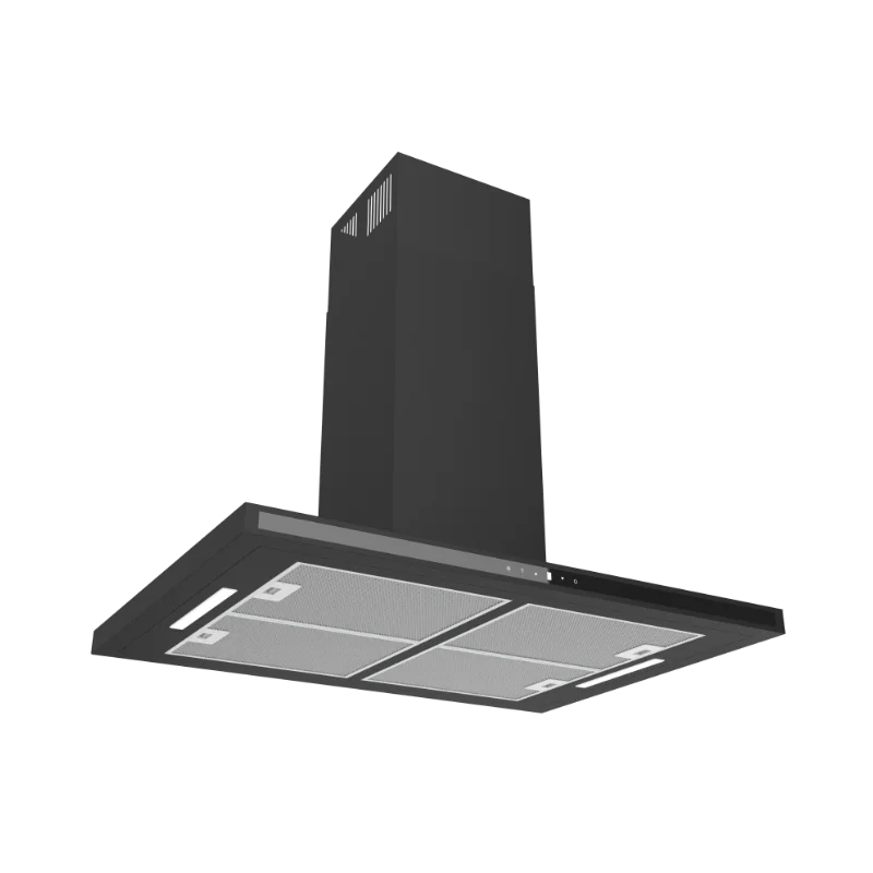 HOTTE CENTRALE PRIMO 90 CM EN VERRE NOIR PREMIUM